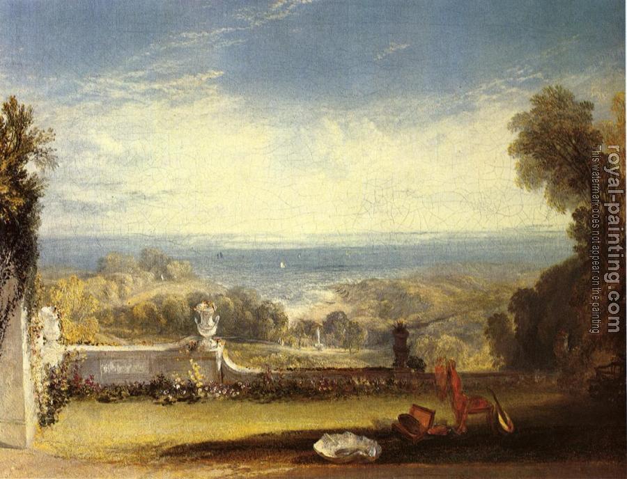 Joseph Mallord William Turner : View from the Terrace of a Villa at Niton, Isle of Wight, from sketches by a lady